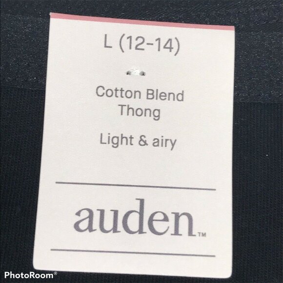 Auden Womens Size Large 12-14 Thong Panty Lightweight Airy Black New With Tags - Picture 3 of 8